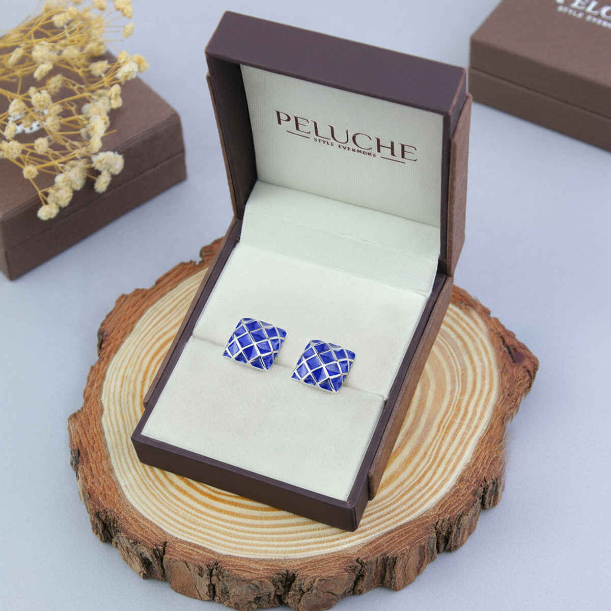 Peluche Blue Enamel Design Cufflinks for Men : 1337-02-103010