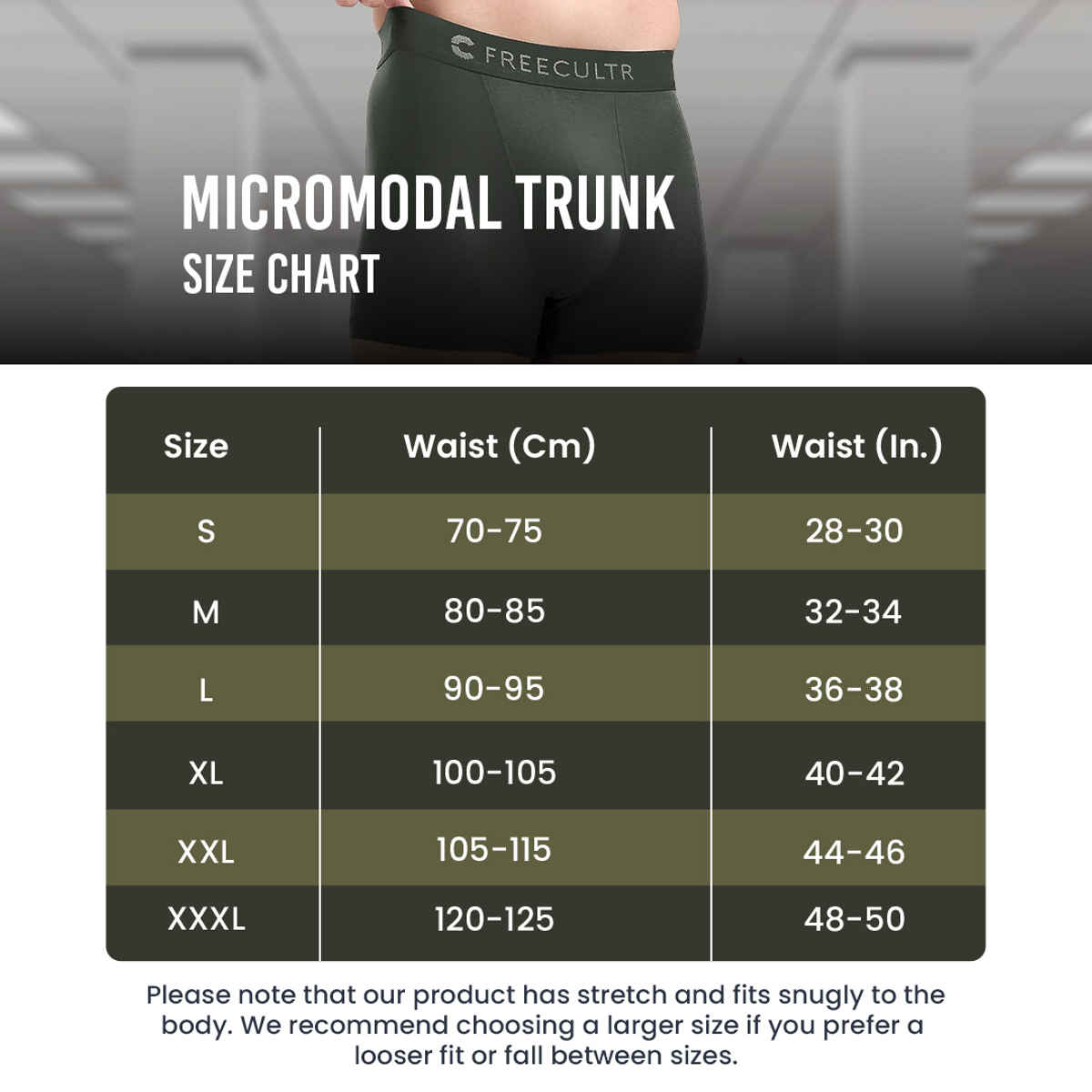 Freecultr Men's Underwear Micromodal Airsoft Trunk - Pack of 1 Avocado Green - M