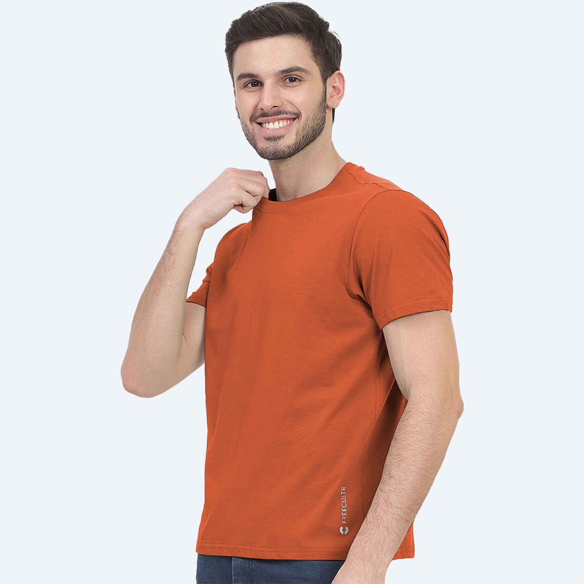 Freecultr Men's Organic Cotton T-shirts | Pack of 1 Color Rust Orange Size | M