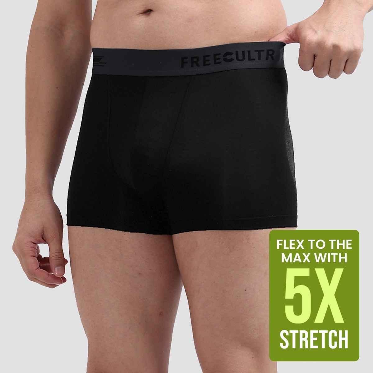Freecultr Men's Underwear Micromodal Airsoft Trunk - Pack of 1 Pot Black - S