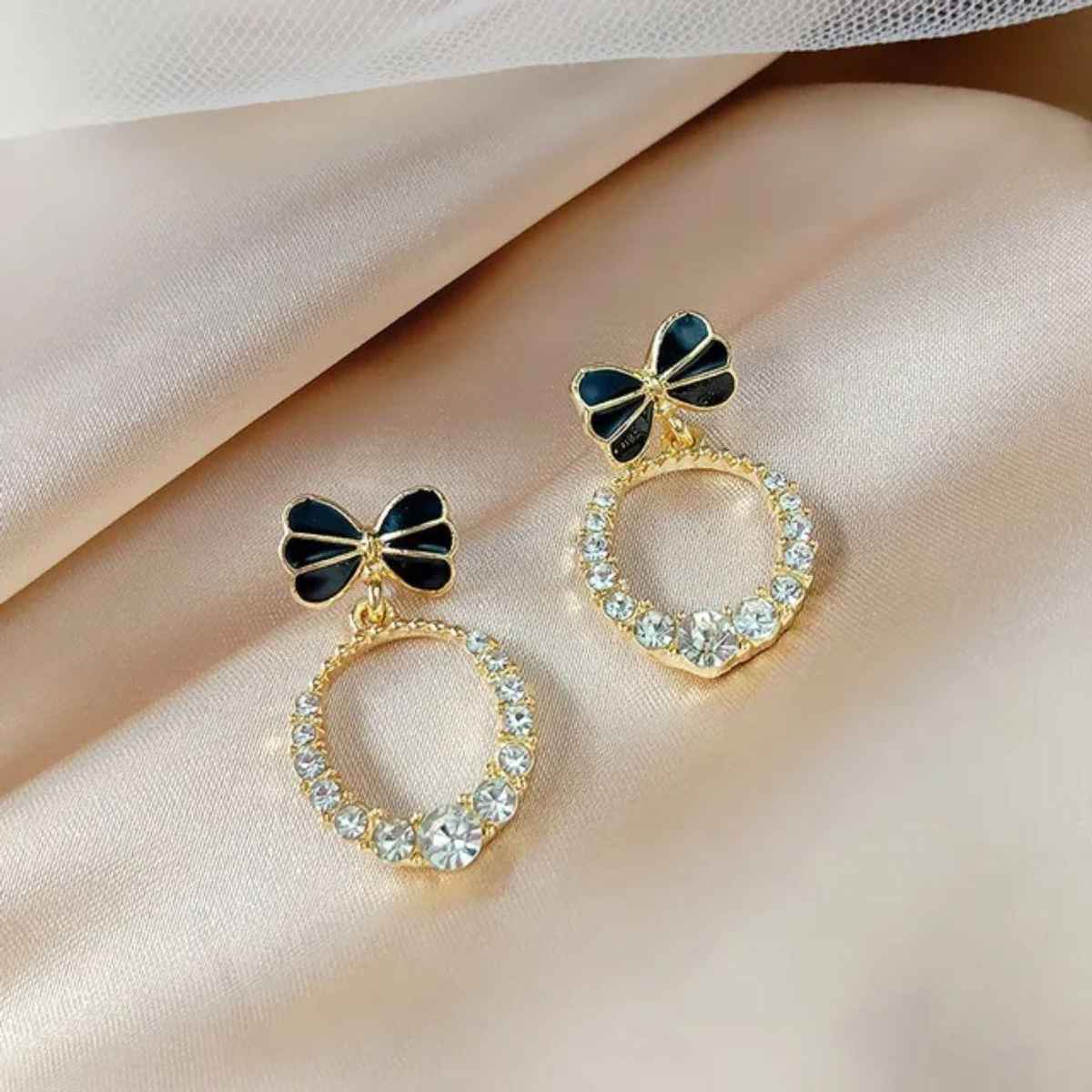 Estailo Fashion Bling Blogger Bow Earring for Women | Stylish Lightweight Statement Jewellery | E0001134