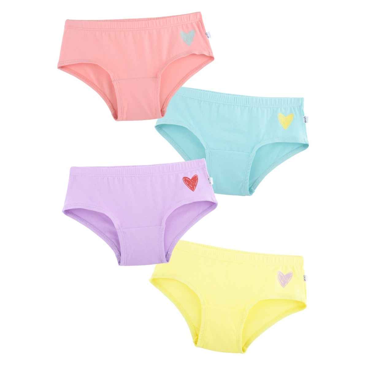 PlanB Heartthrob 4-Pack Girls Hipsters Lavender, Peach, Aruba Blue, Lemon - 14-16 Yrs Panty