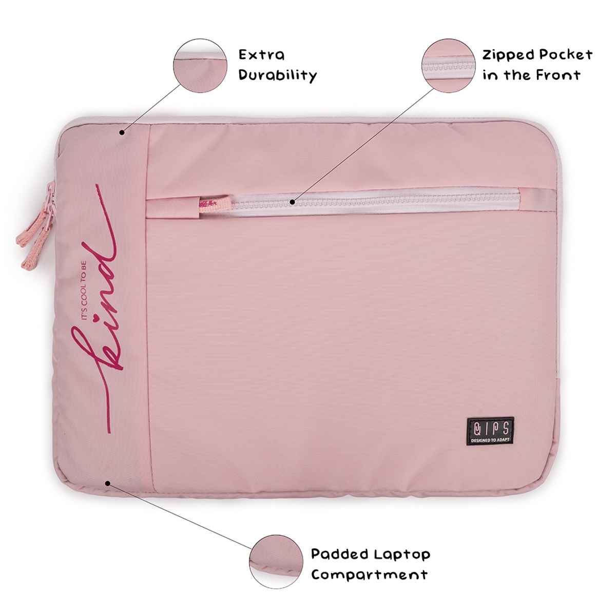 QIPS Unisex Solid PU Coated Polyester 15 L Laptop Sleeve | Pink