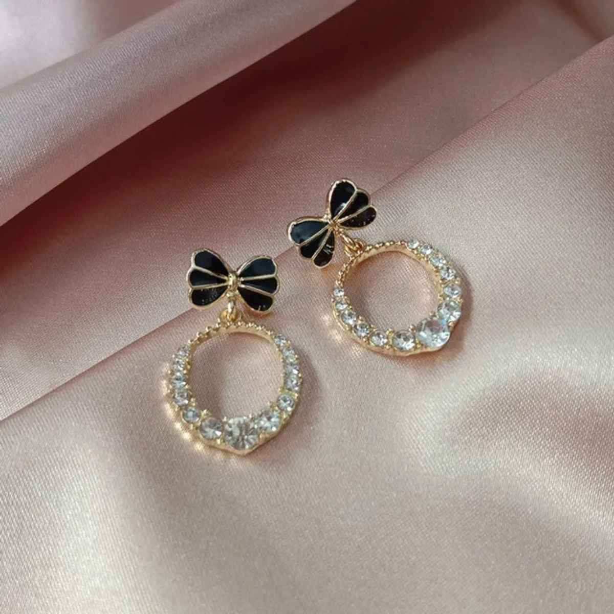 Estailo Fashion Bling Blogger Bow Earring for Women | Stylish Lightweight Statement Jewellery | E0001134
