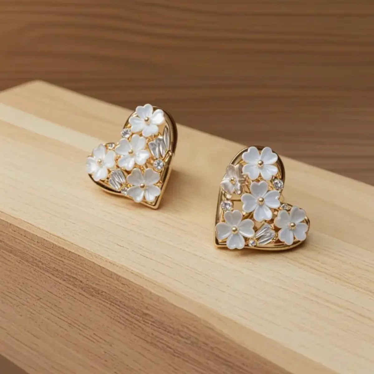 Beautynx Floral Frost Heart Earrings | Gold | BNX-EAR-0077