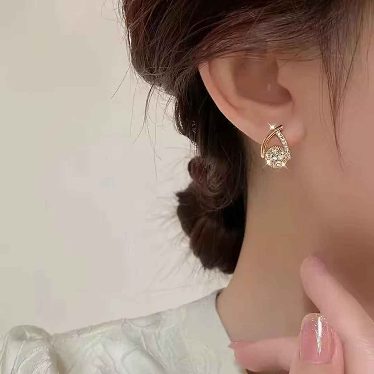 Estailo Fashion Women's Cross Bling Minimal Earrings | Lightweight Statement Jewellery | E0000997