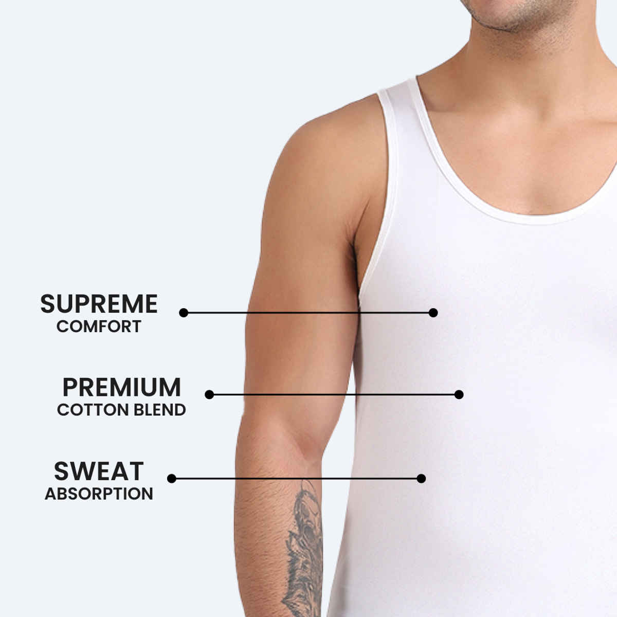 Freecultr Men's Twin Skin Bamboo Comfort Vest - Pack of 2 | L