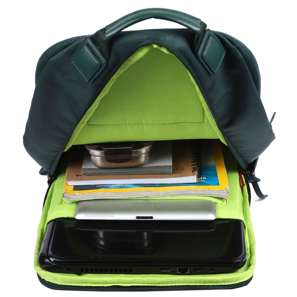 Gear Unisex Solid Artificial Leather 20 L Laptop Backpack | Green and Grey