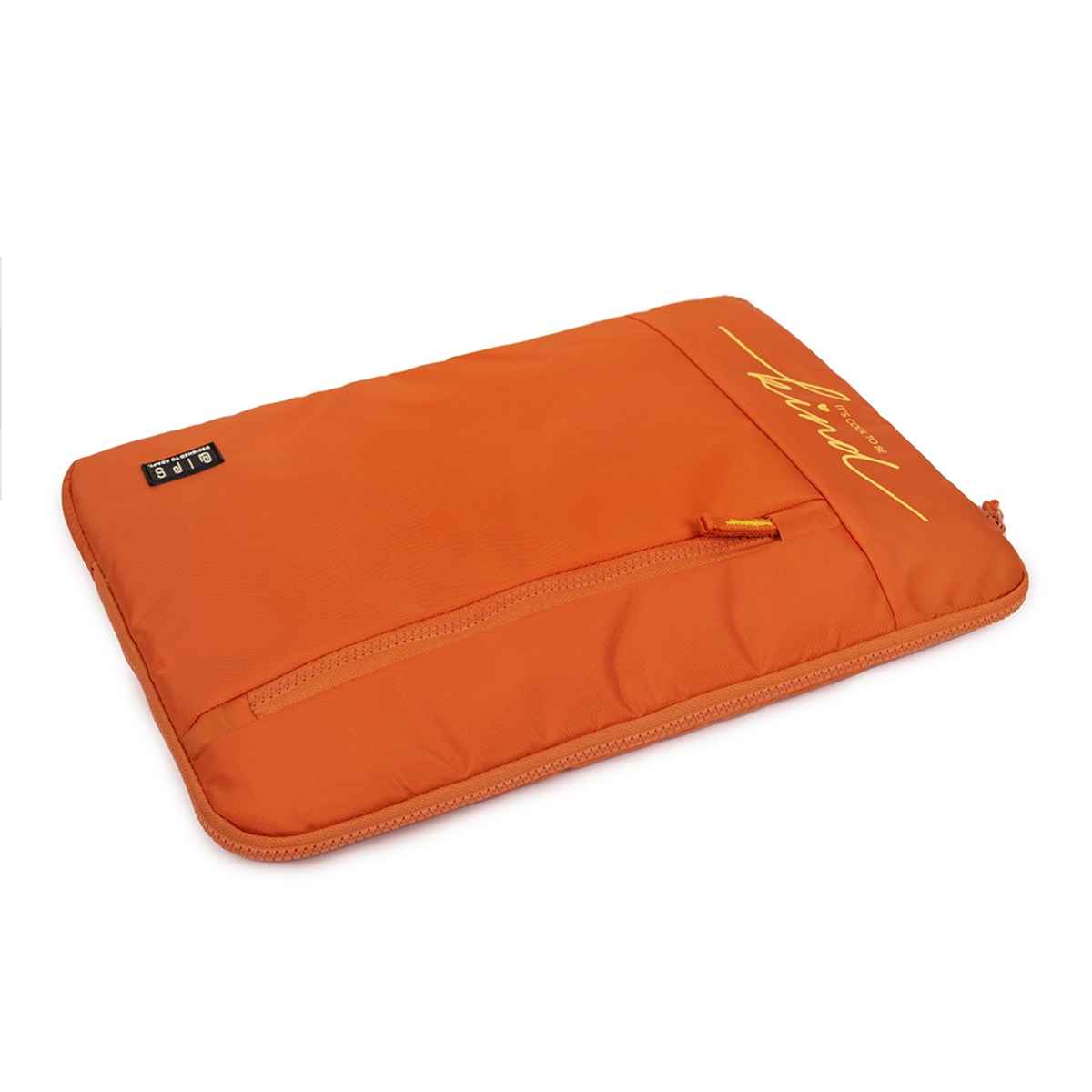 QIPS Unisex Solid PU Coated Polyester 15.6 L Laptop Sleeve | Orange - 15 Inches