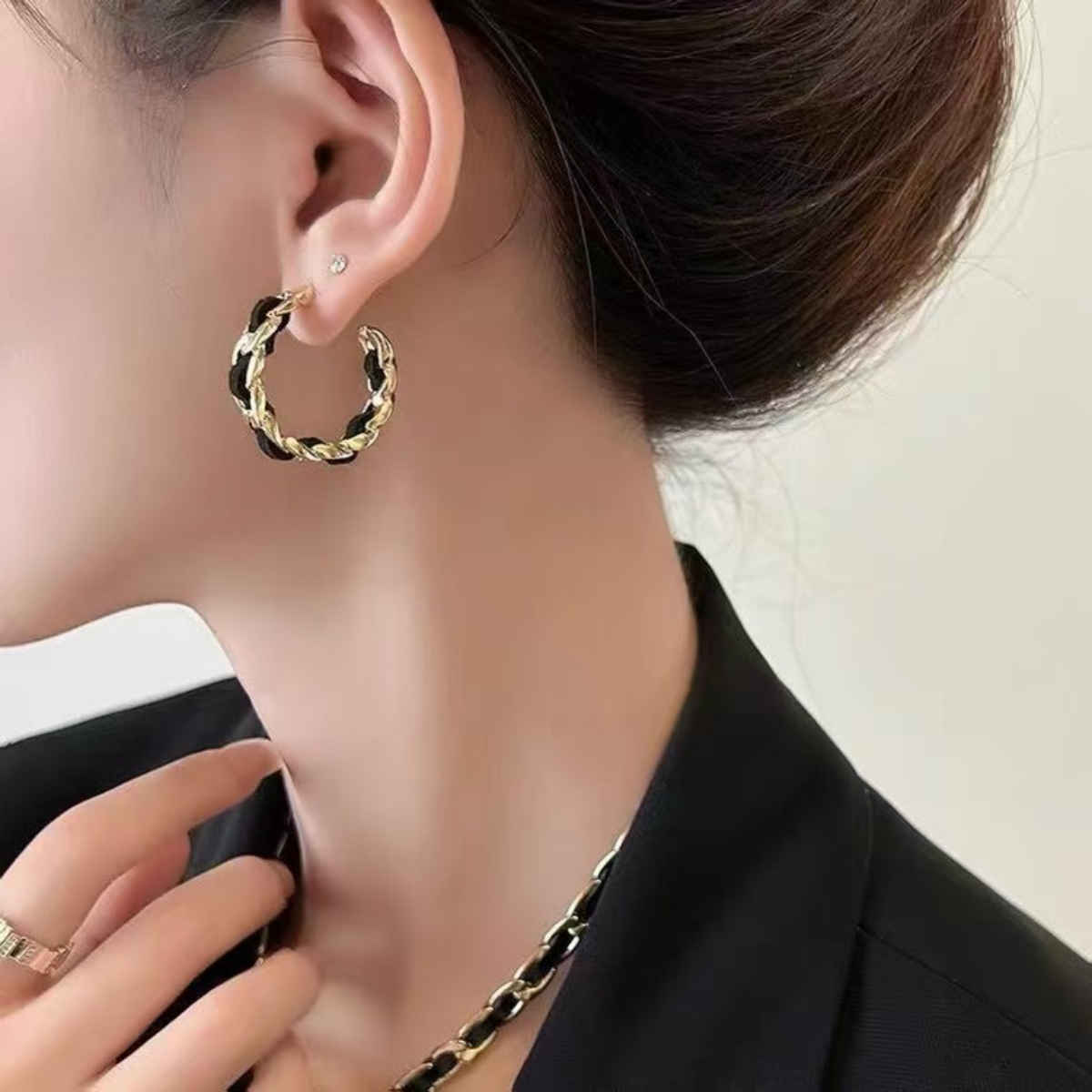 Beautynx Pearl Top Textured Hoop Earrings | BNX-EAR-0078 - Gold
