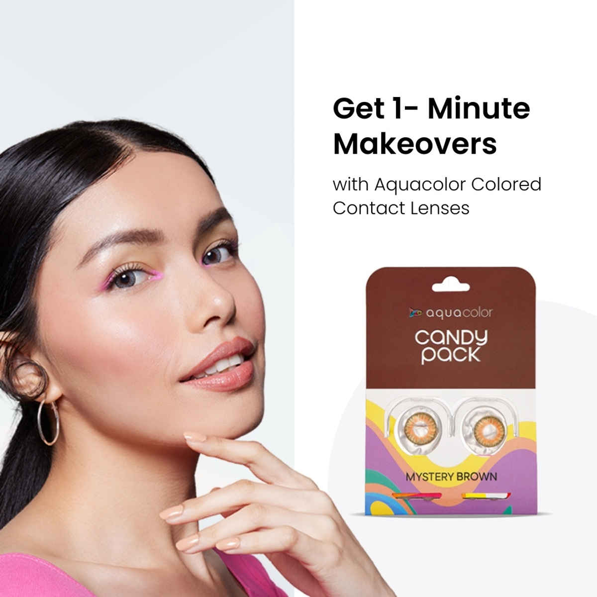 Aquacolor Daily Disposable Contact Lens- Mystery Brown (2 Lens Candy Pack) | Zero Power