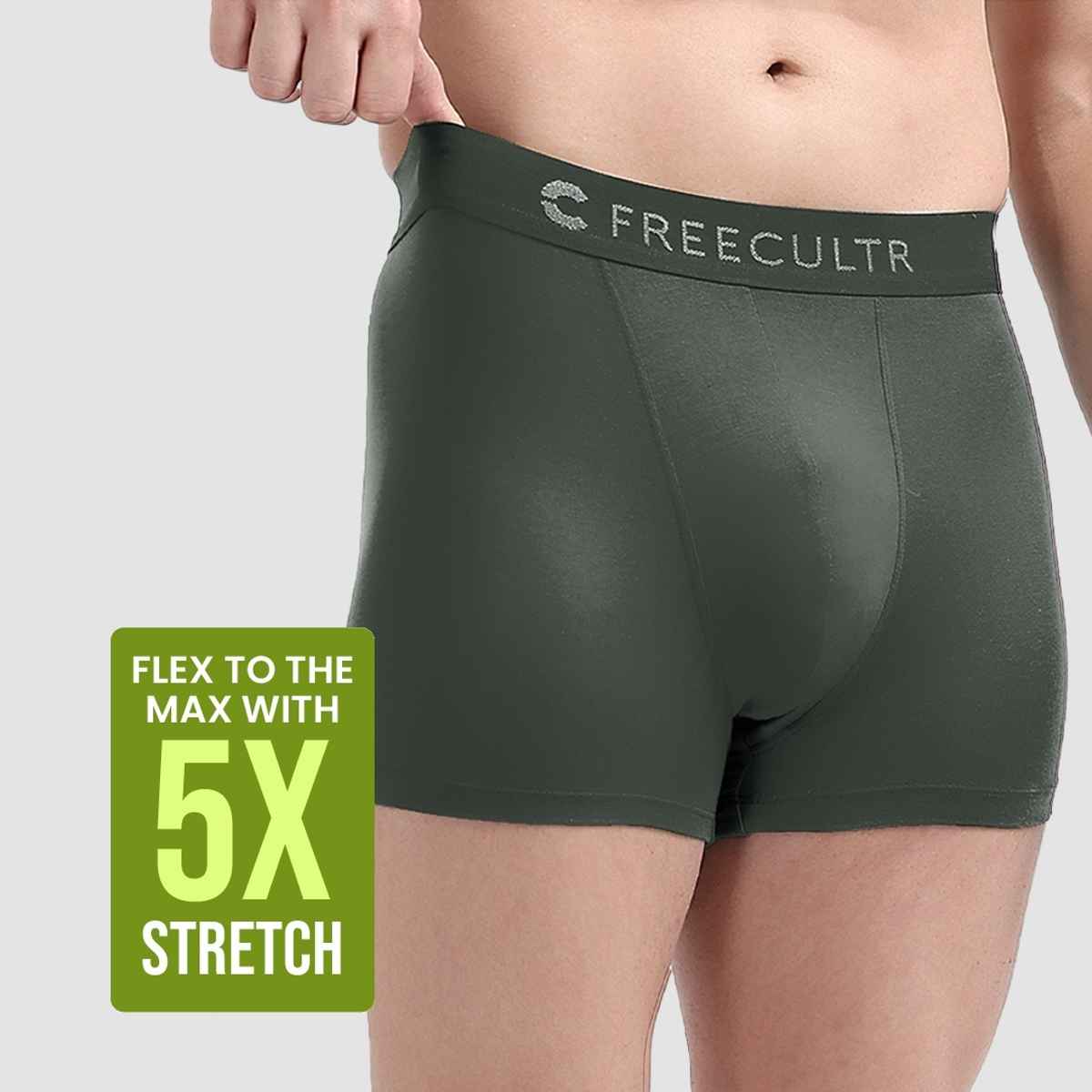 Freecultr Men's Underwear Micromodal Airsoft Trunk - Pack of 1 Avocado Green - S