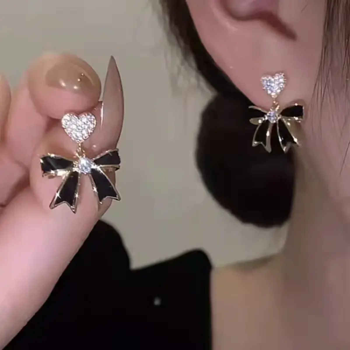 Estailo Fashion Bling Blogger Bow Earring for Women | Stylish Lightweight Statement Jewellery | E0001278