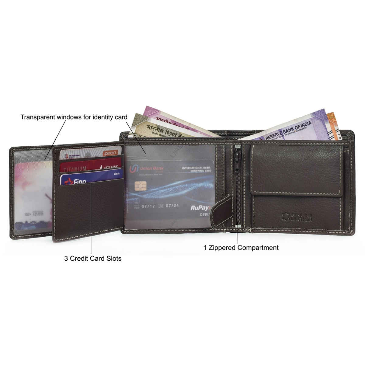 Urban Forest Men's Seattle Leather Wallet | Green & Sand