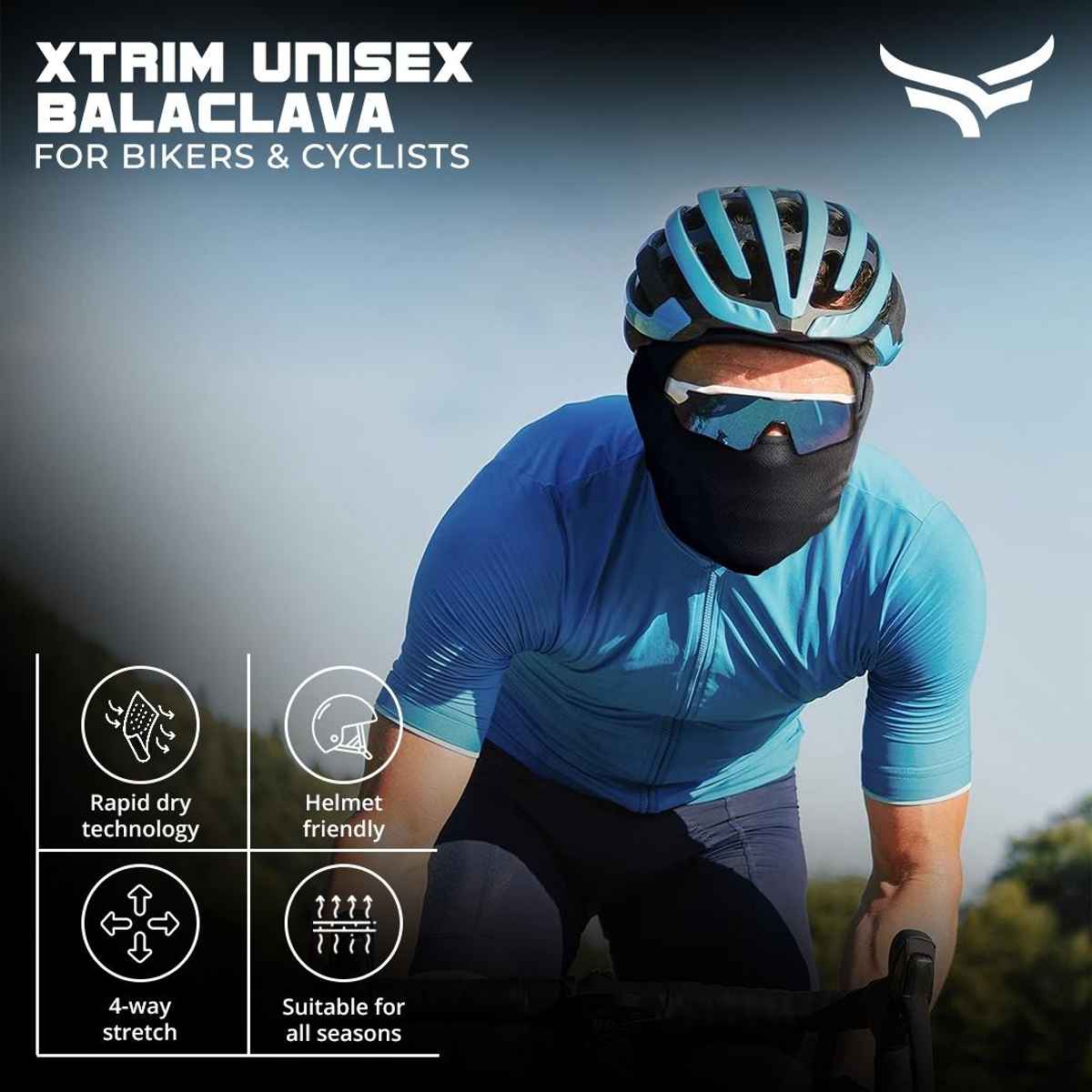 Xtrim UV-Protected Balaclava for Biking - Sweat Absorbing & Odour-Free | Black