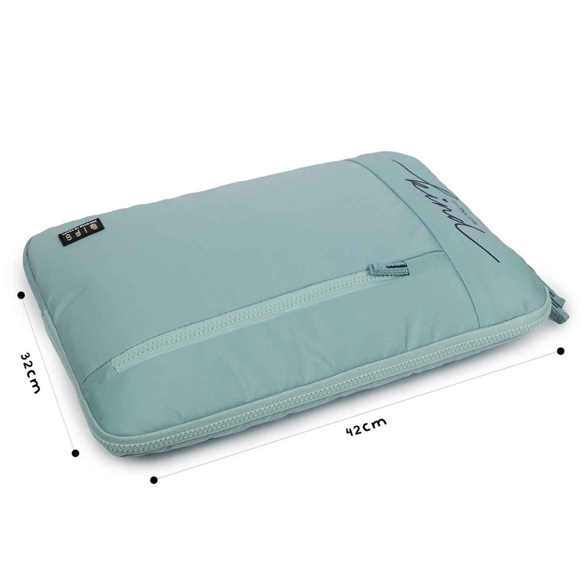 QIPS Unisex Solid PU Coated Polyester 15.6 L Laptop Sleeve | Turquoise Blue - 15 Inches