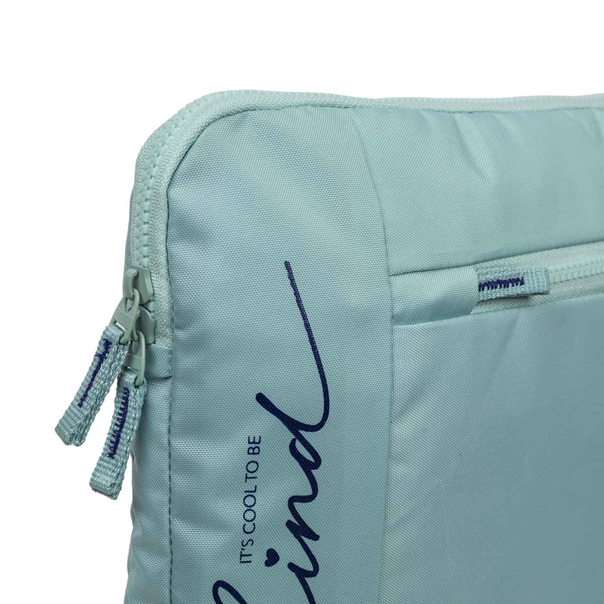 QIPS Unisex Solid PU Coated Polyester 15.6 L Laptop Sleeve | Turquoise Blue - 15 Inches