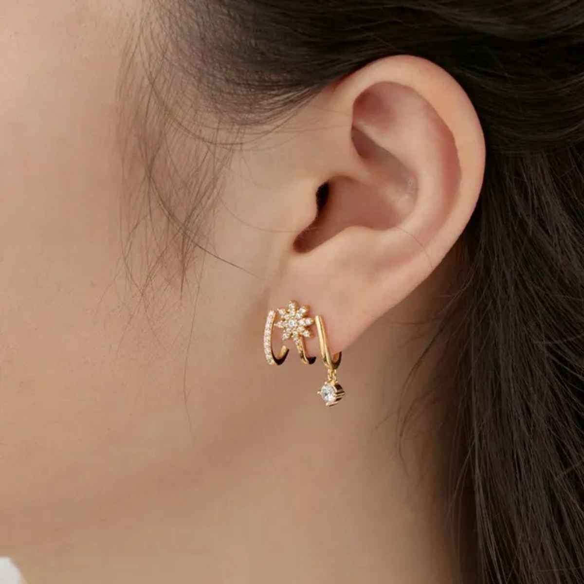 Estailo Fashion Bling Blogger stone Earrings | E0000531 | Gold
