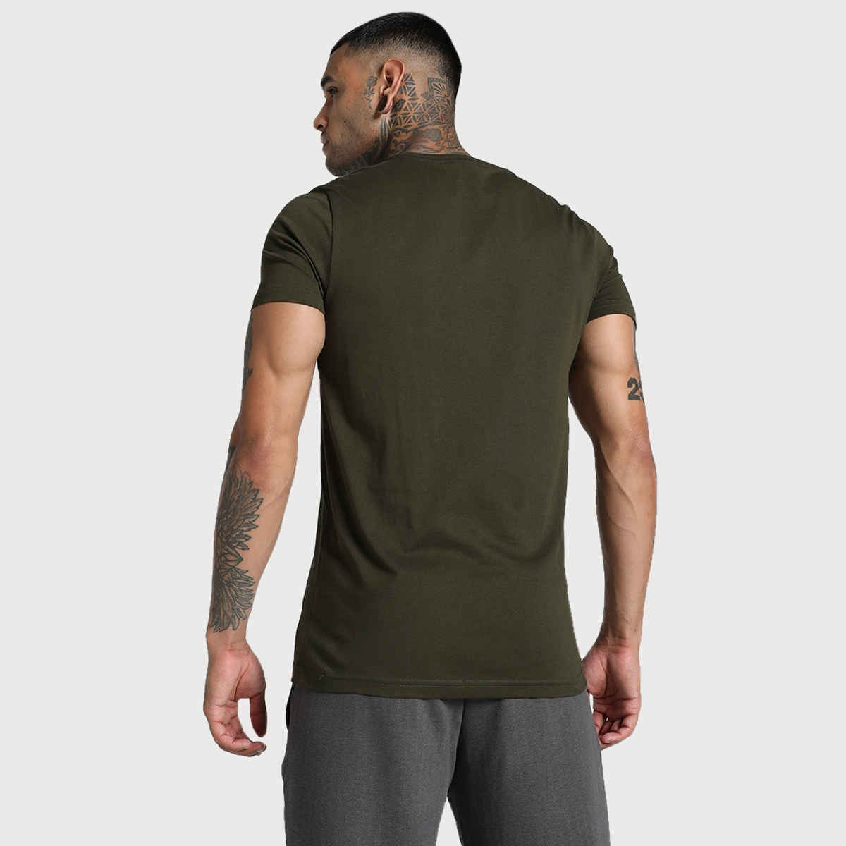 Puma Men's T-Shirt Small Graphic - Dark Olive | S