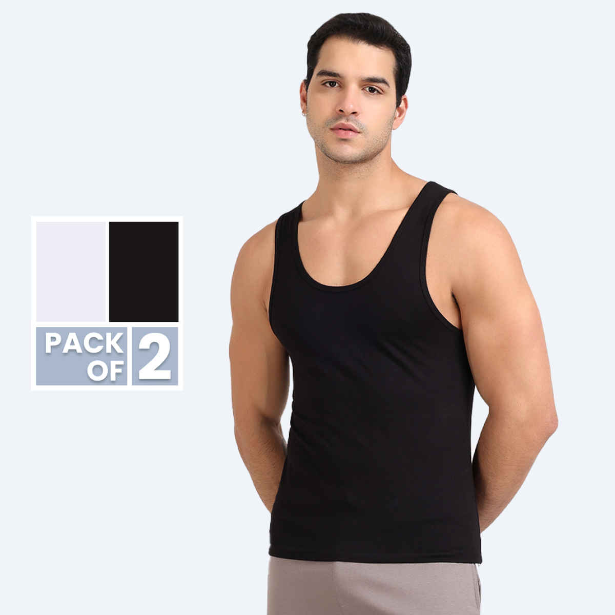 Freecultr Men's Twin Skin Bamboo Comfort Vest - Pack of 2 | L