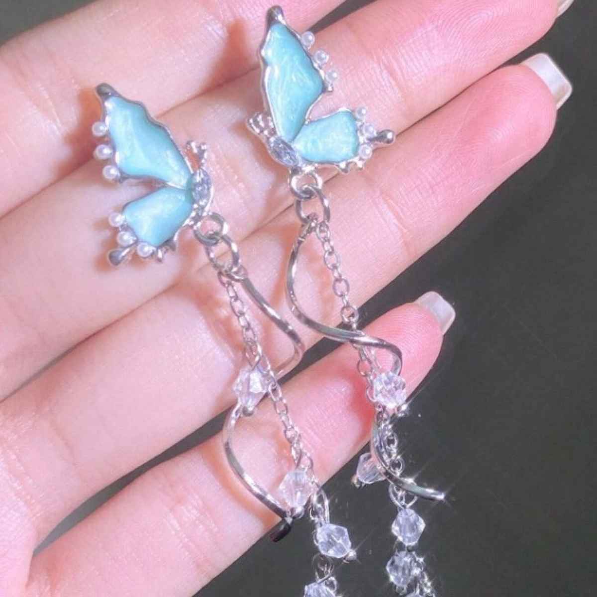 Estailo Fashion Mermaid Butterfly Earrings for Women | Stylish Lightweight Statement Jewellery | E0000904