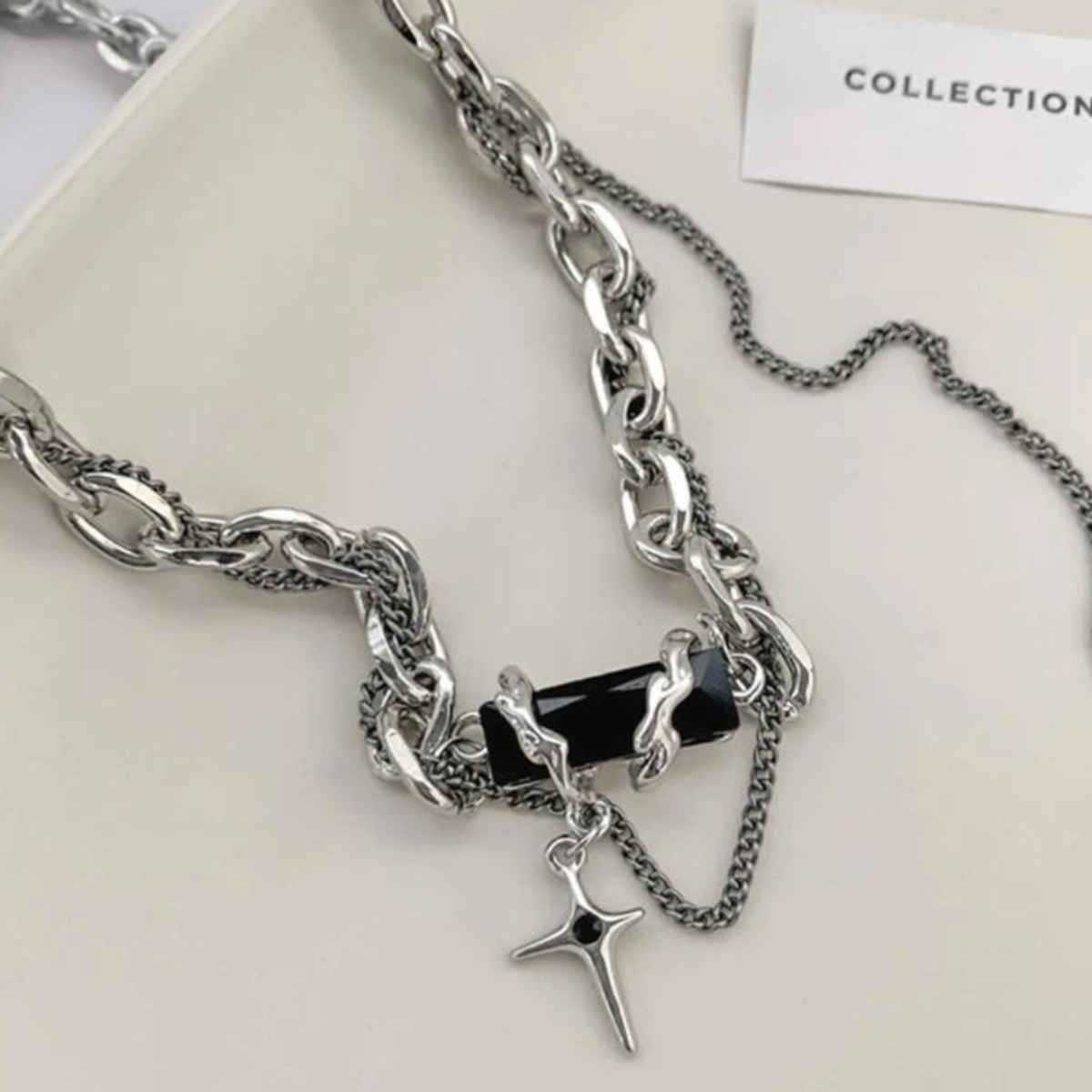 SALTY Alpha Rugged Modern Pendant with Chain for Men and Boys| Anti-Tarnish | Silver and Black