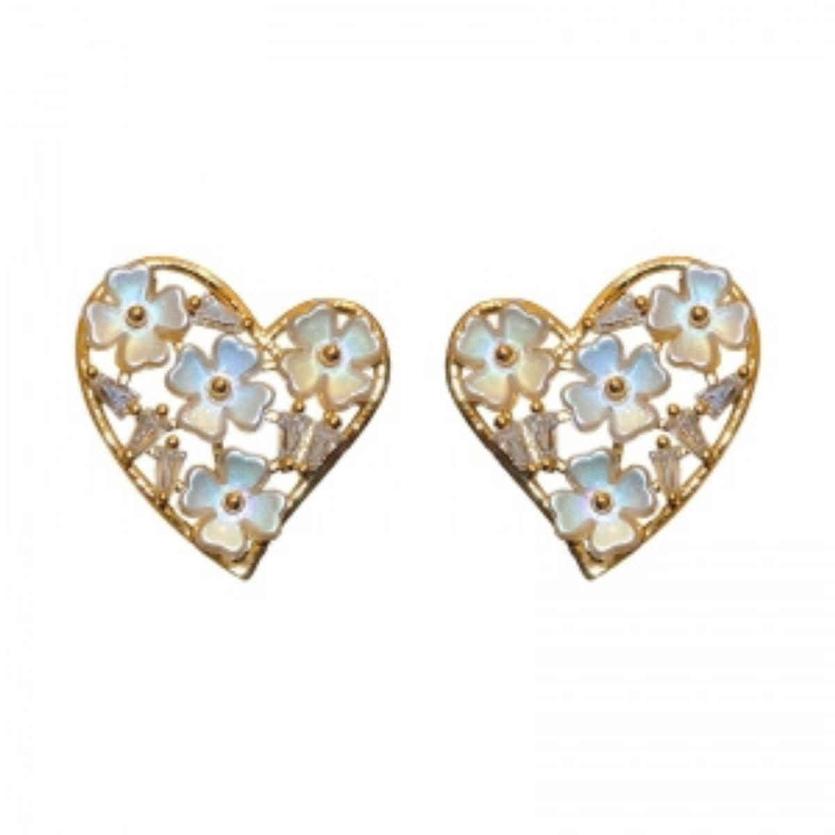 Beautynx Floral Frost Heart Earrings | Gold | BNX-EAR-0077