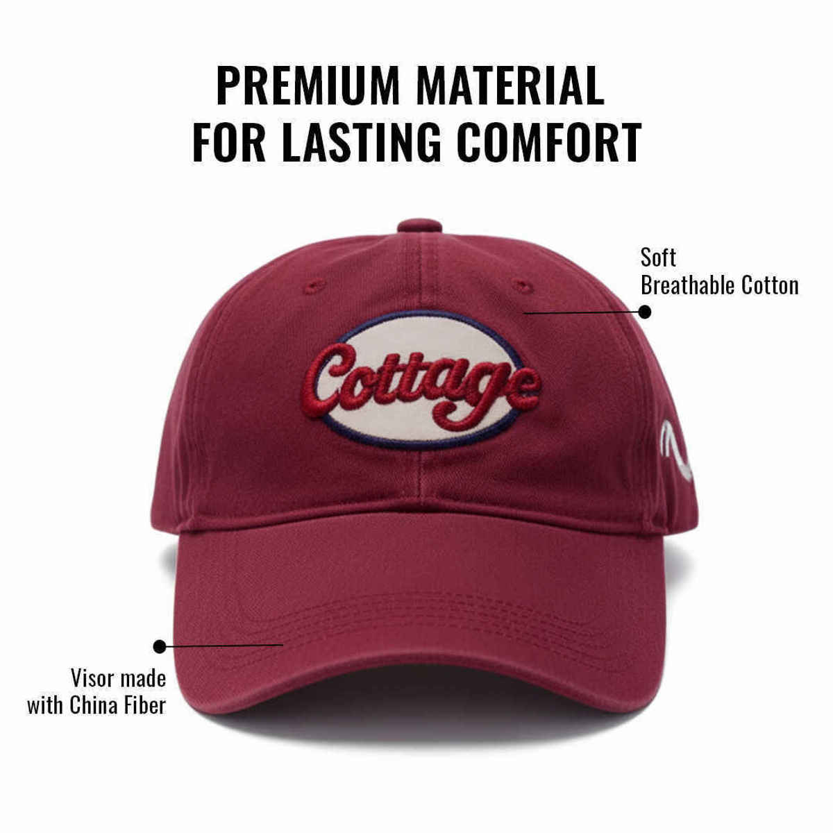 Slovic Unisex Maroon Cottage Cap | Adjustable Strap | Free Size