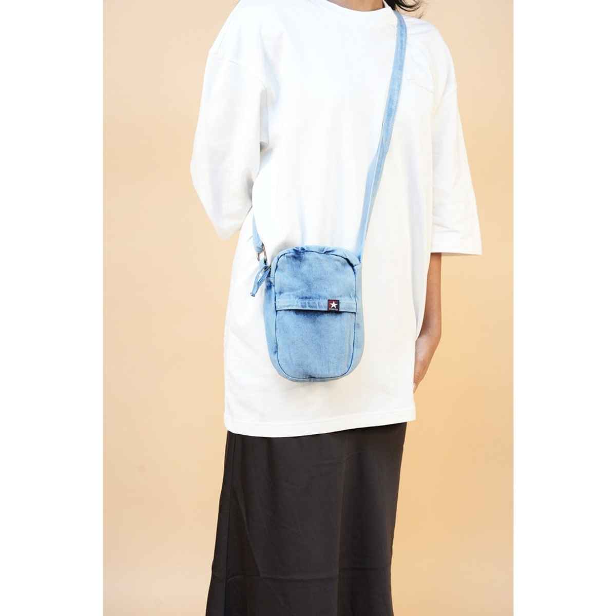 High Star Unisex Denim Cotton Sling bag | Blue