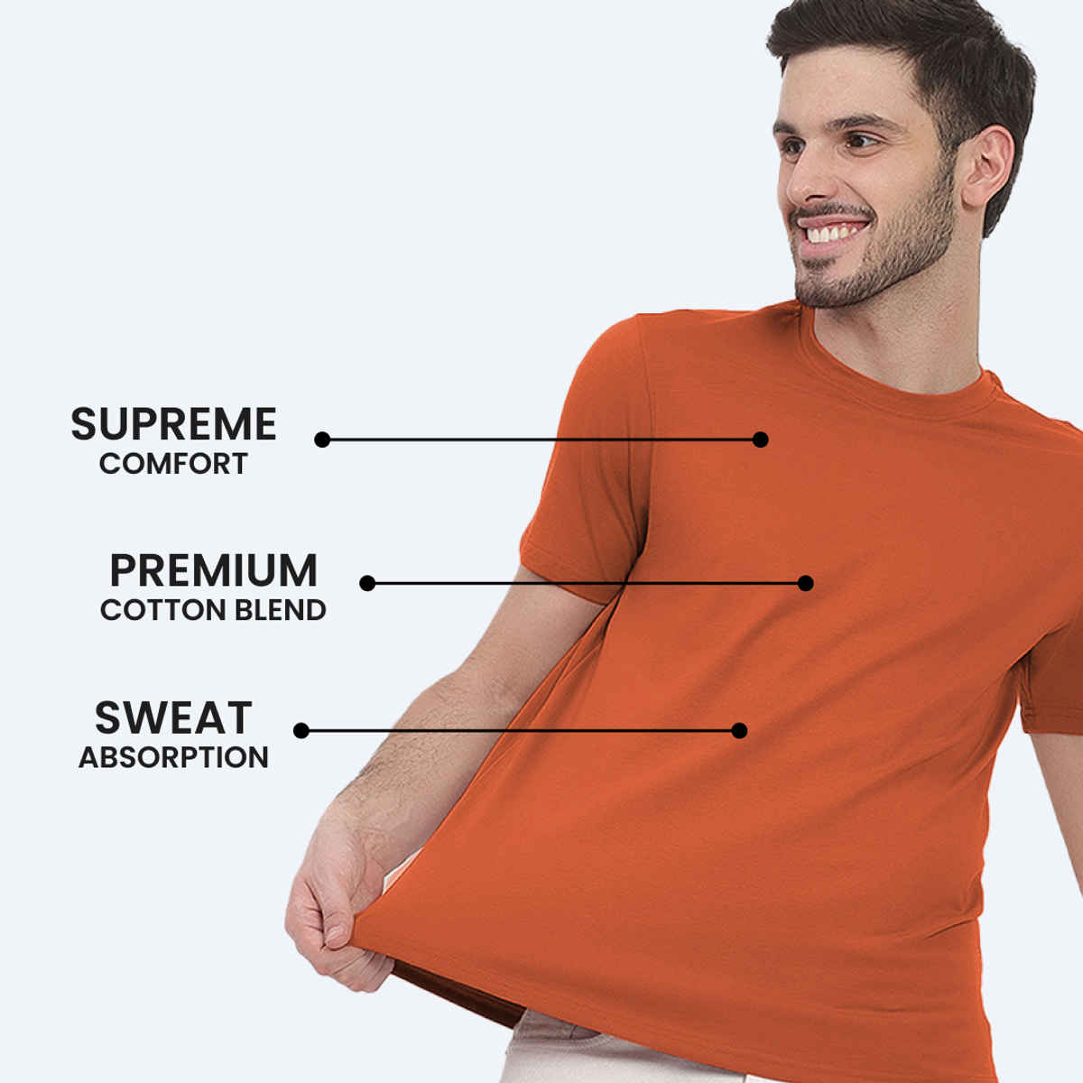 Freecultr Men's Organic Cotton T-shirts | Pack of 1 Color Rust Orange Size | M