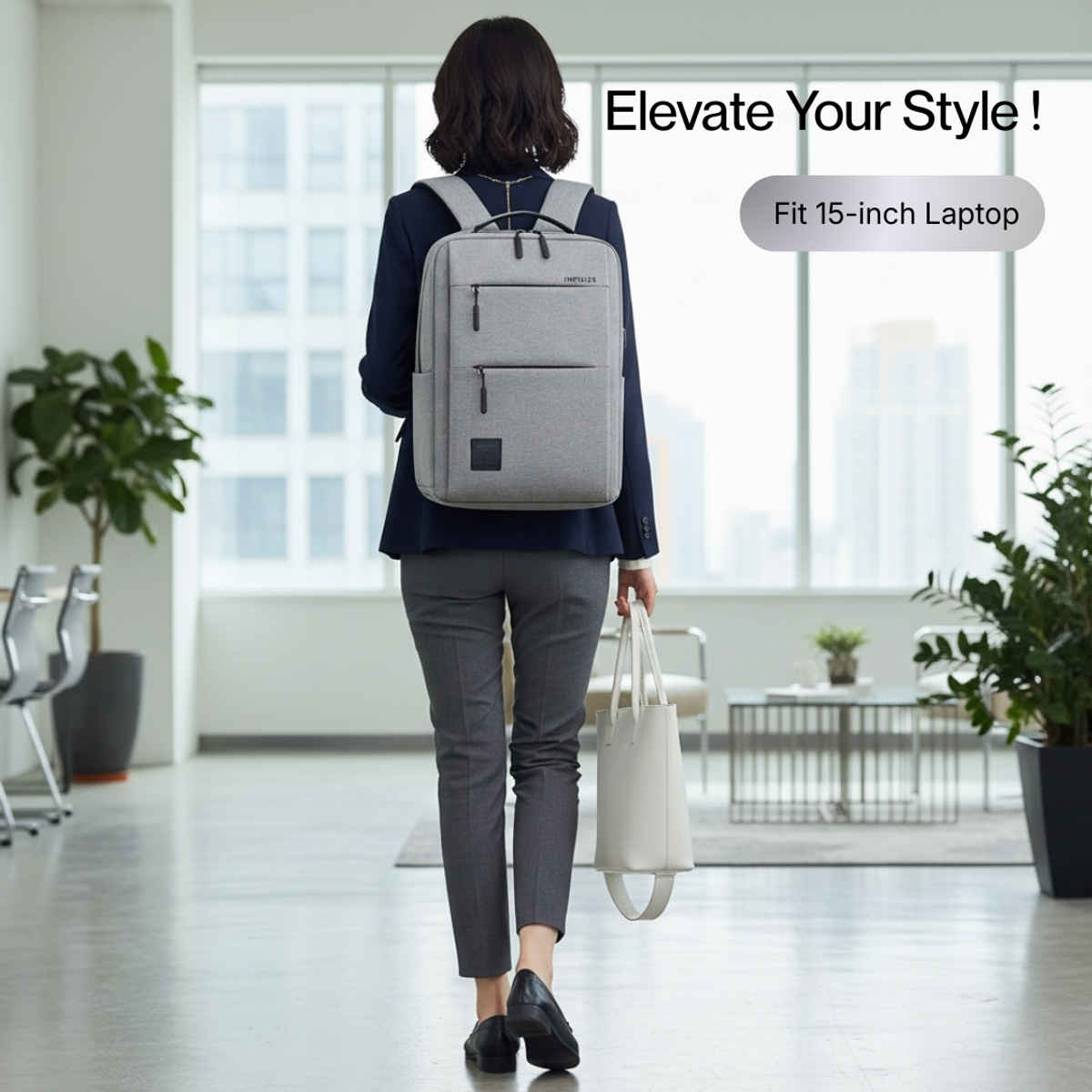 Impulse EmpowerElite II Slim Laptop Backpack with USB Charging | Grey - 25 L
