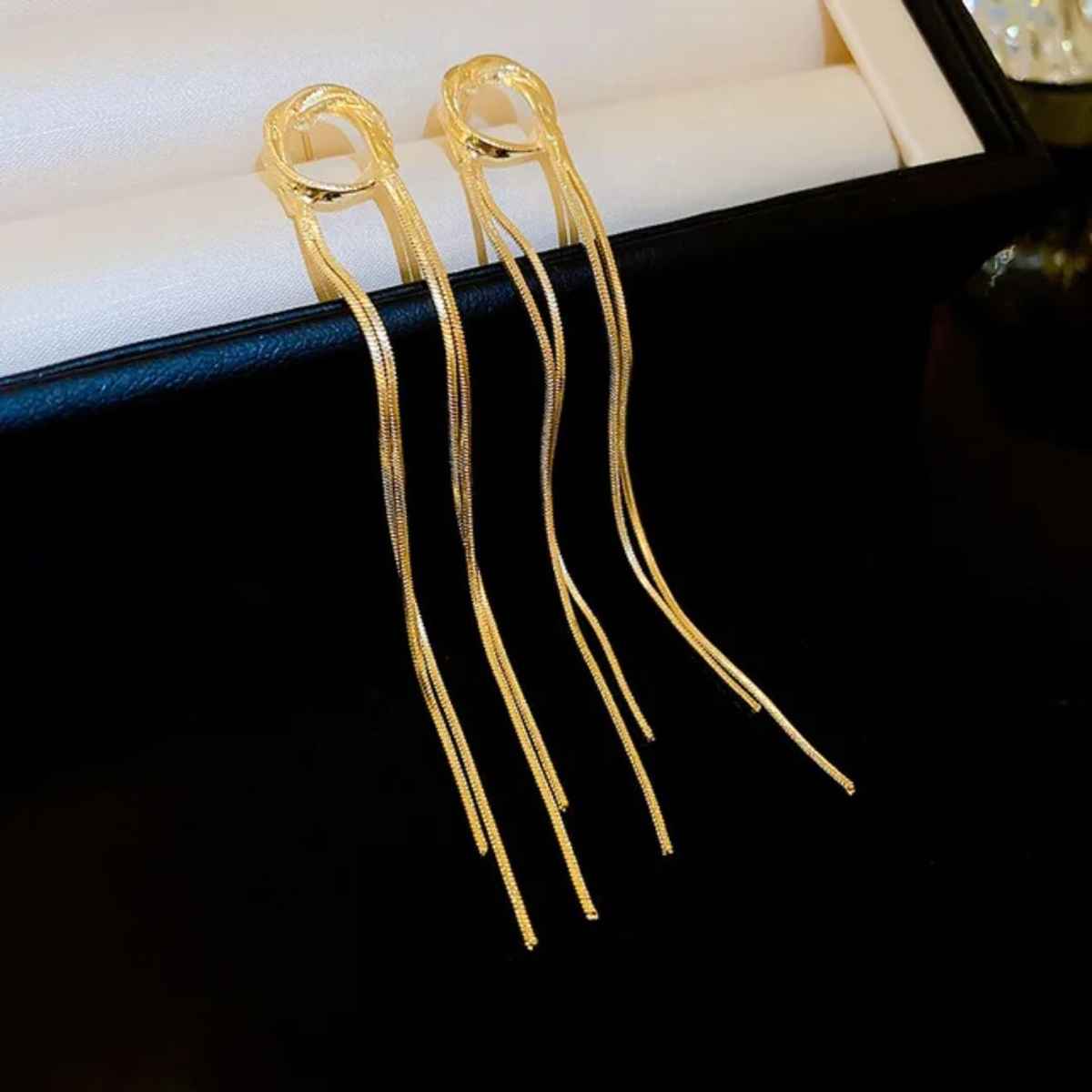 Estailo Fashion Fancy Glow Golden Drop Earrings