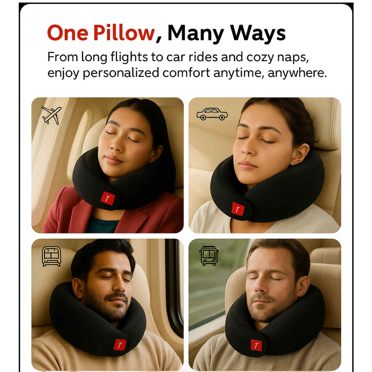 Trajectory Travel Neck Pillow Memory Foam for Sleeping | Black