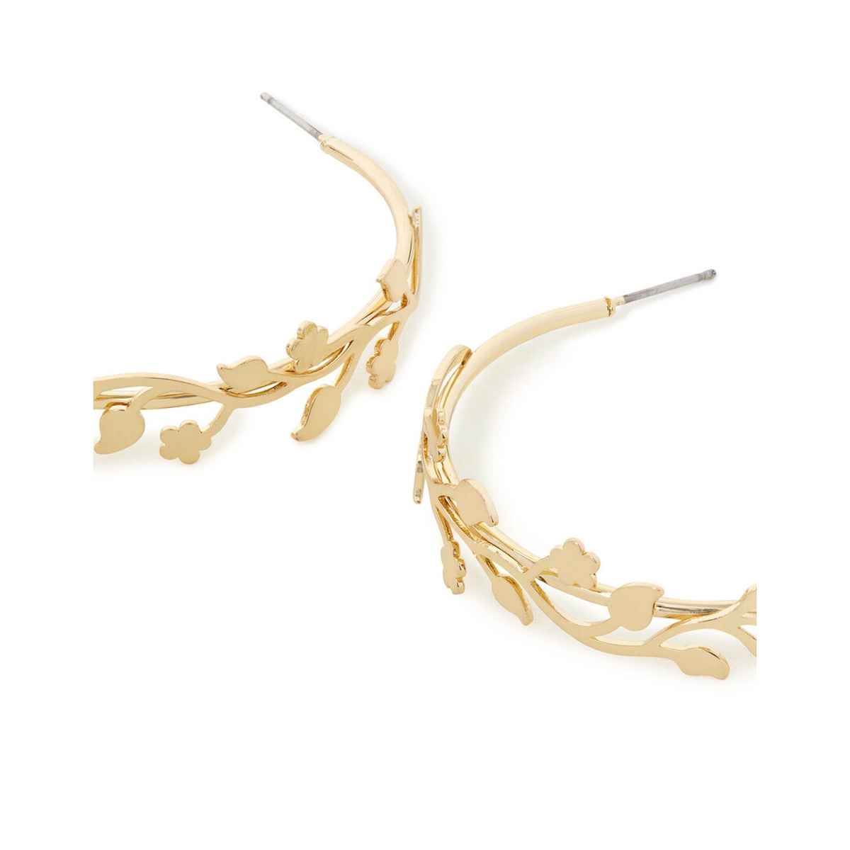 Accessorize London Women's Floral Overlay Hoop Earrings - Gold