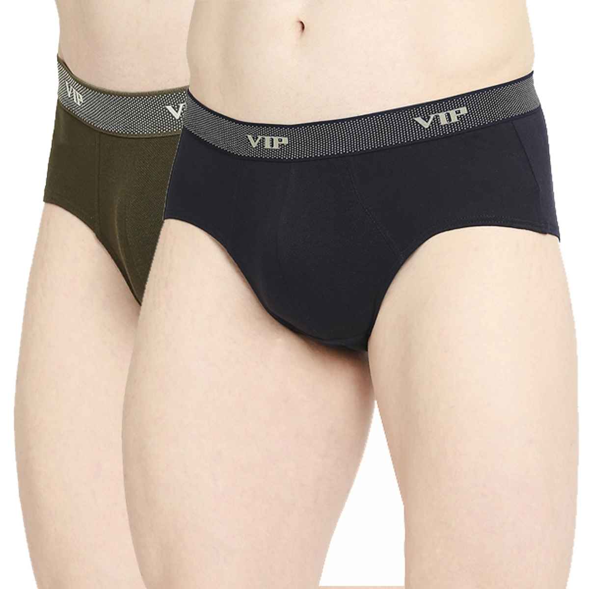 Vip Mens Briefs Fresh | Pack of 2 | 110 cm | Navy Blue | Olive Green