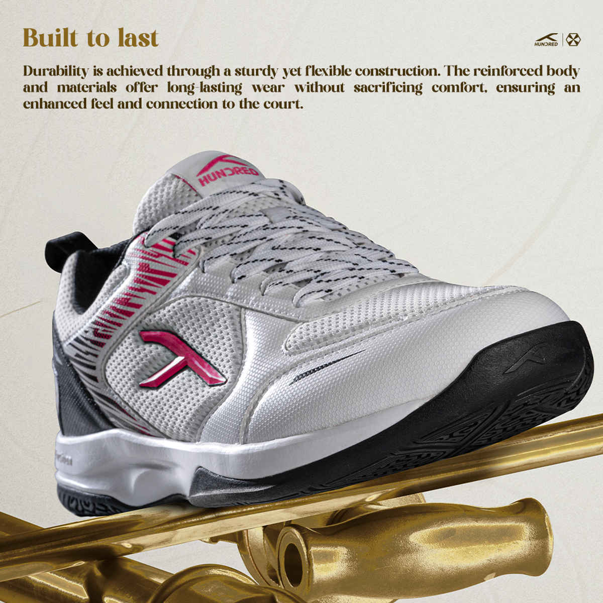 Hundred Unisex Court Star Pro Non Marking Court Shoes | White, Black, & Fuchsia - UK 4