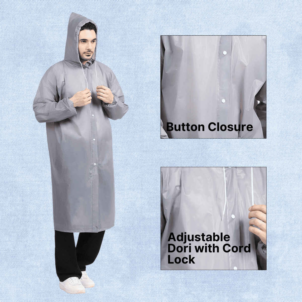 Citizen EVA Raincoat Poncho - Grey-CP04