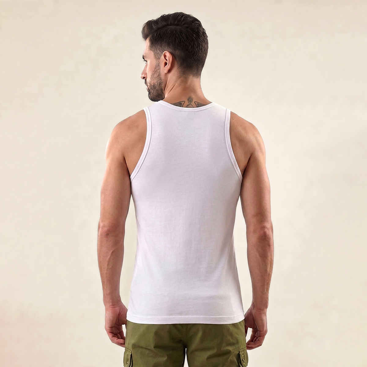 Lux Venus Super Combed Cotton Solid White Vest for Men's | L | 90 cm