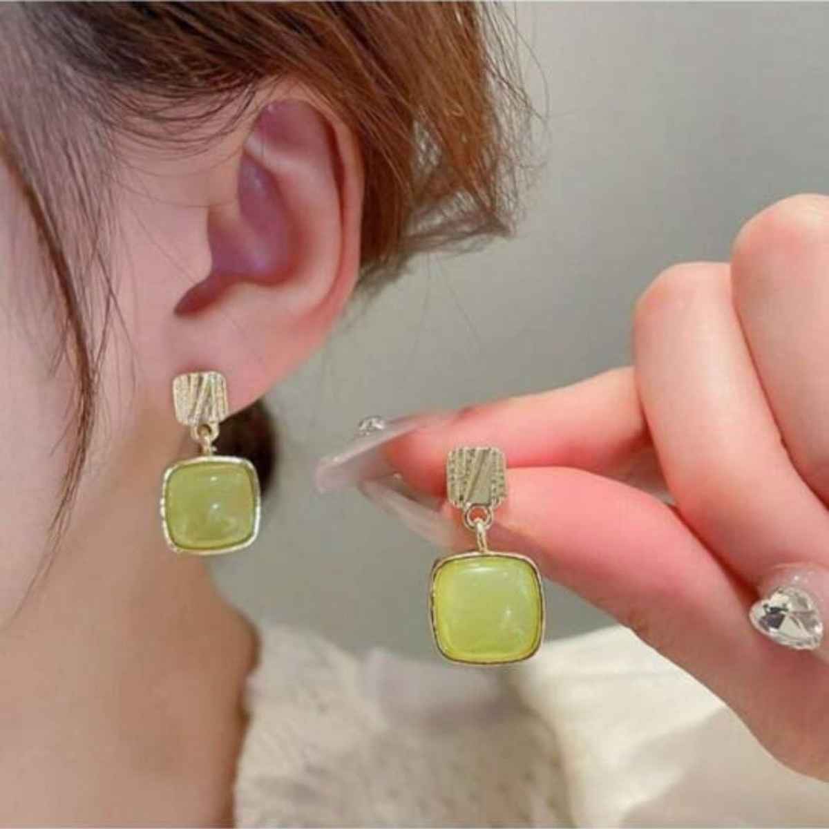 Estailo Fashion Crystal Drop Emerald Earrings for Women | Stylish Lightweight Statement Jewellery