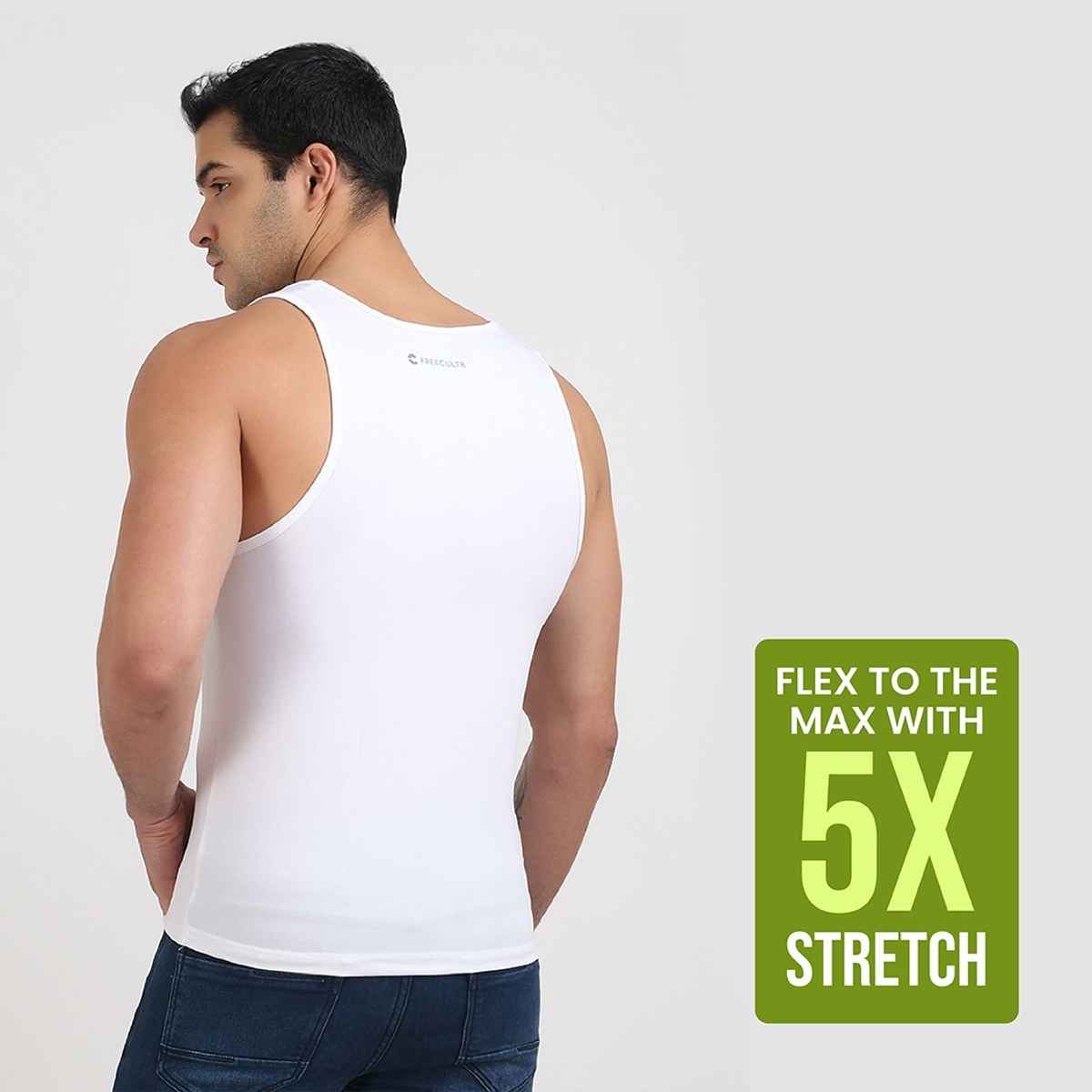 Freecultr Regular Cotton Comfort Vest for Men 100% Organic- Pack of 1 White - L