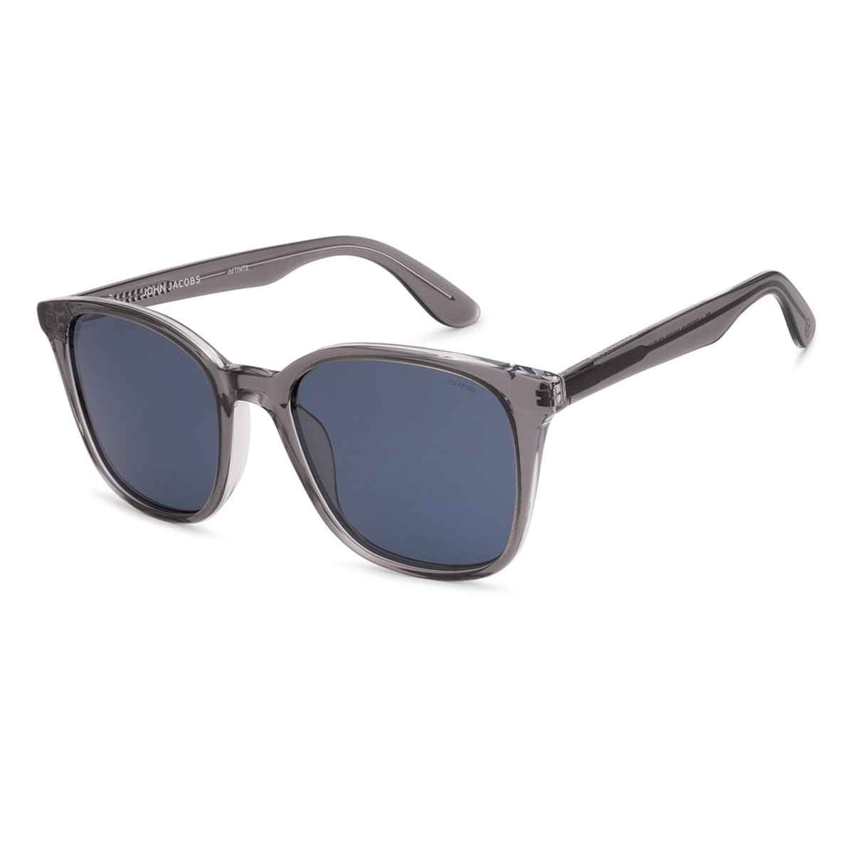 John Jacobs By Lenskart | Premium Polarized Sunglasses | Unisex | Square | Medium-139mm | Grey-Blue