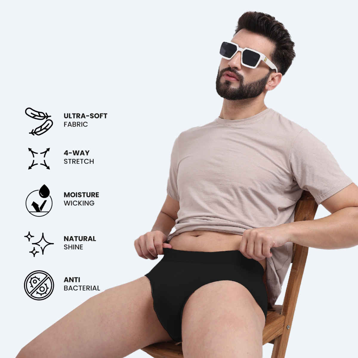 Freecultr Men's Underwear Micromodal Classic Brief - Pack of 1 Color Black Size - XL
