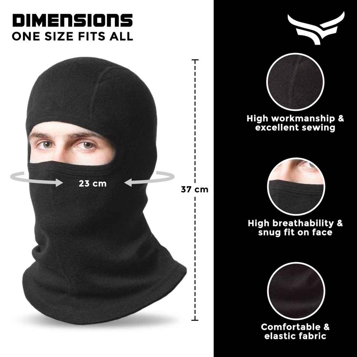 Xtrim UV-Protected Bamboo Cotton Balaclava for Biking - Sweat Absorbing & Odour-Free | Black