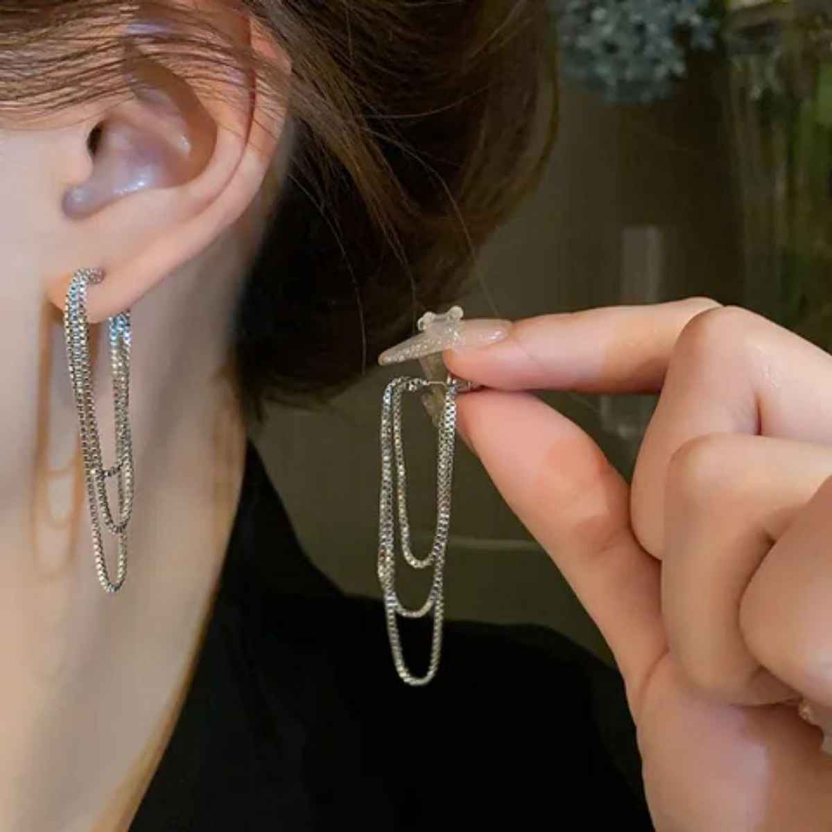 Estailo Fashion Bling Blogger Chain Earrings for Women | Stylish Lightweight Statement Jewellery | E0001395