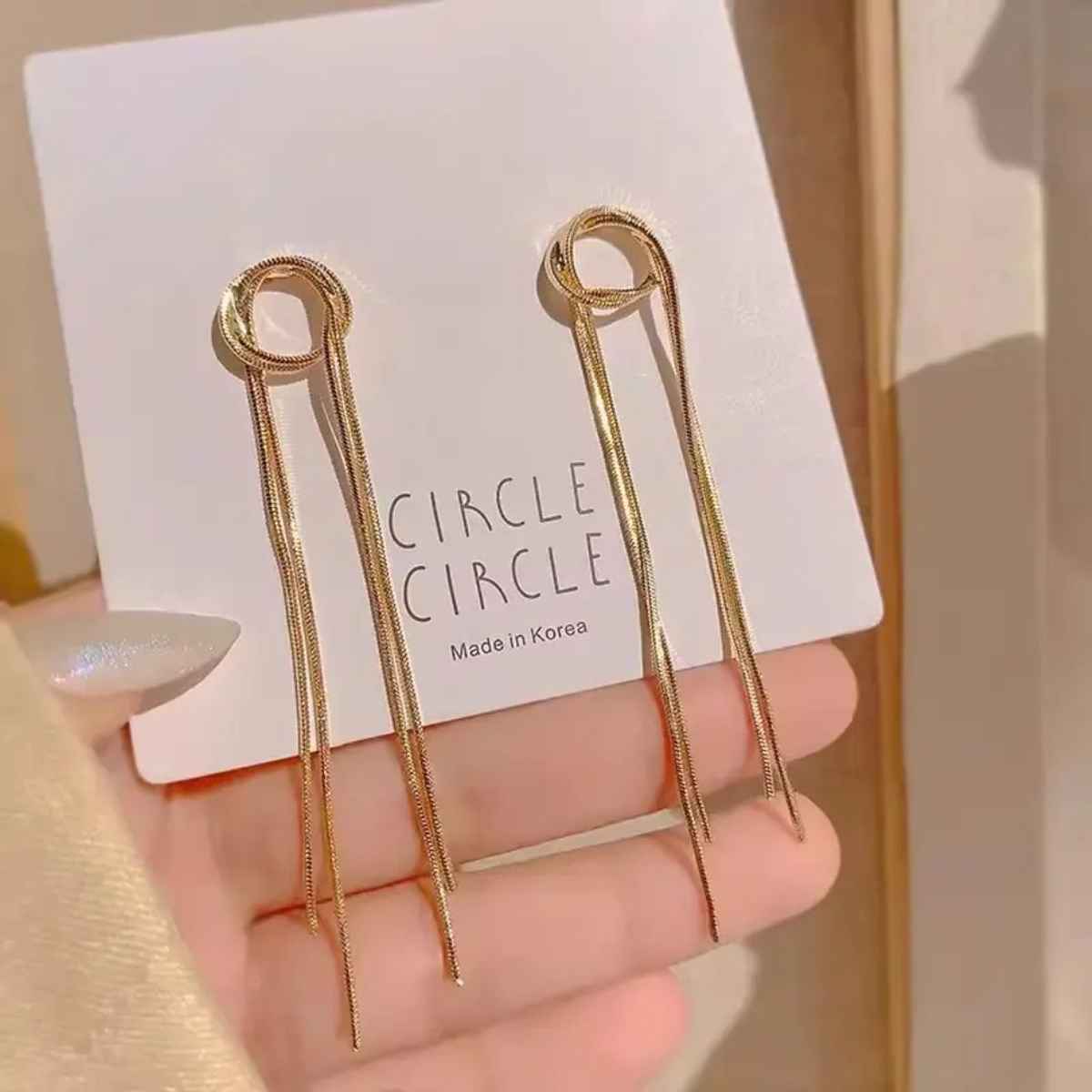 Estailo Fashion Fancy Glow Golden Drop Earrings