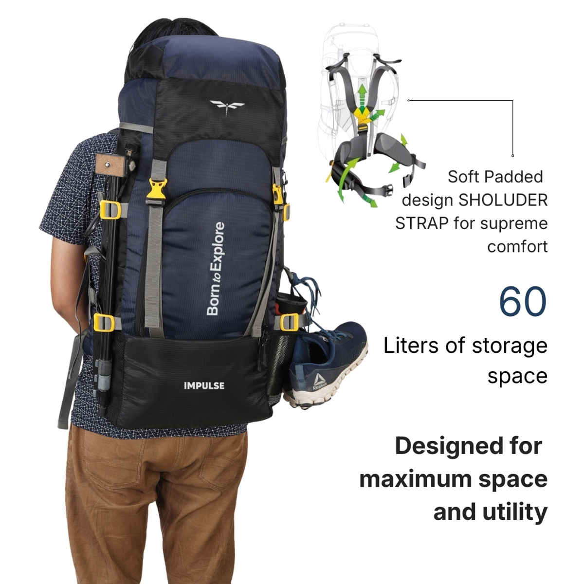 Impulse Keep Discovering Trekking Rucksack | Light Blue - 60 L