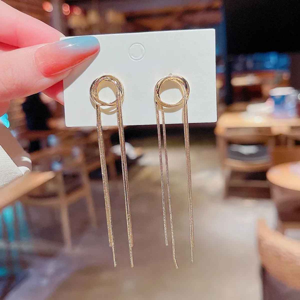 Estailo Fashion Fancy Glow Golden Drop Earrings