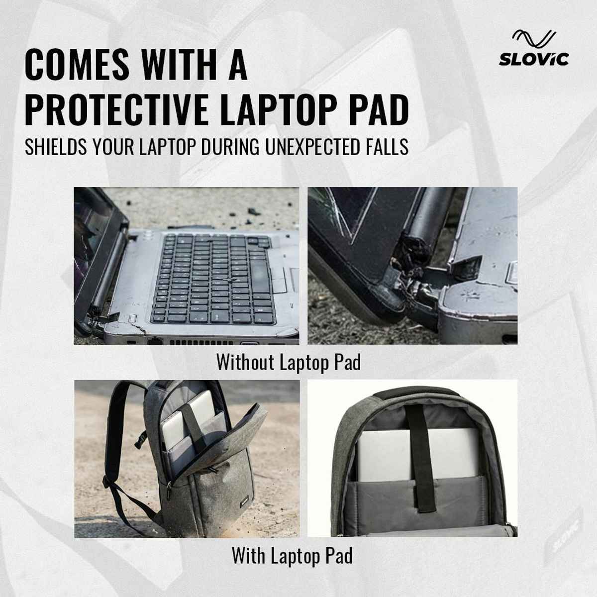 Slovic 16" Polyester Laptop Backpack with Multi Compartments (Grey) | Comfortable & Lightweight