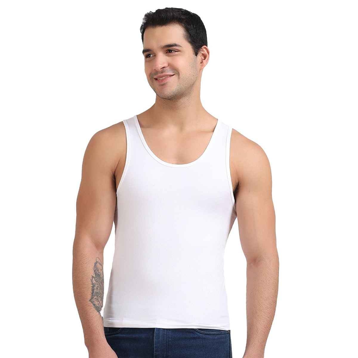 Freecultr Regular Cotton Comfort Vest for Men 100% Organic- Pack of 1 White - L