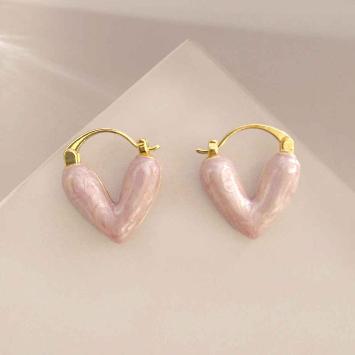 Beautynx Blush Heart Hoop Earrings | BNX-EAR-0035 - Pink